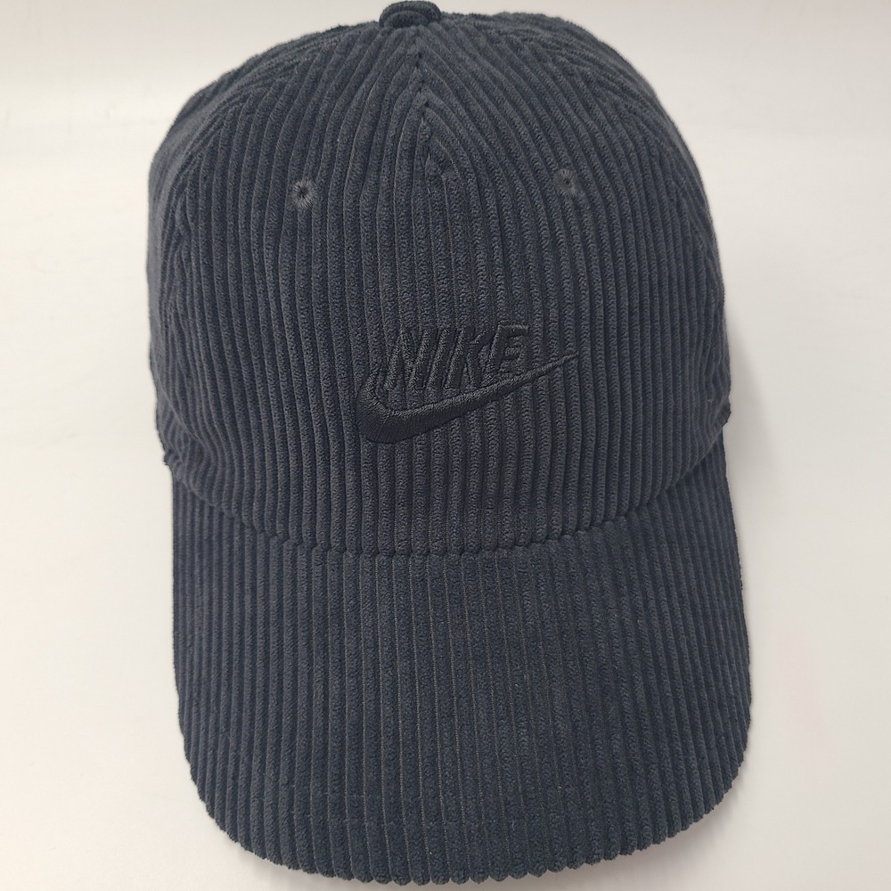 Nike Hat Strapback Black Corduroy Swoosh Logo Club Cap Casual Sports Dad Men